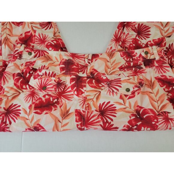Liz Claiborne Women Pants 24P Plus Petite Michaela Capri Red Floral FLO72XE - Picture 6 of 9